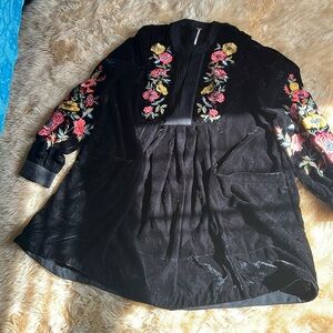 Free people black velvet mini dress